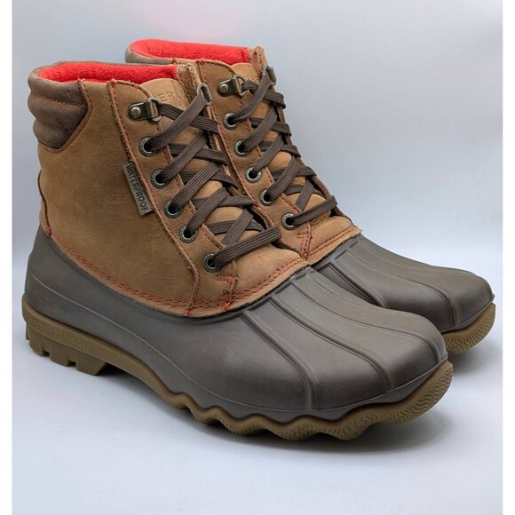 Sperry Top-Sider Boots Mens Size 8 Brown Waterproof Duck Lace Up Winter Lined - Picture 1 of 7